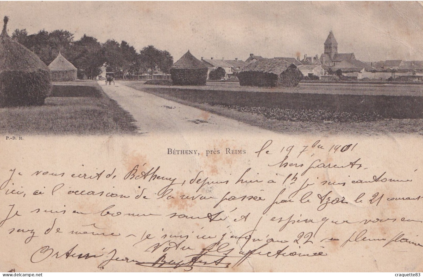 BETHENY  PRES REIMS  1901    CARTE PIONNIERE - Bétheny