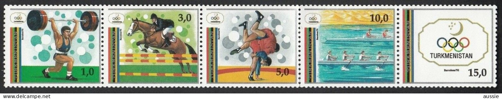 Turkmenistan 1992 Yvertn° 25-29 *** MNH Cote 7,50 € Jeux Olympiques Barcelona - Turkménistan