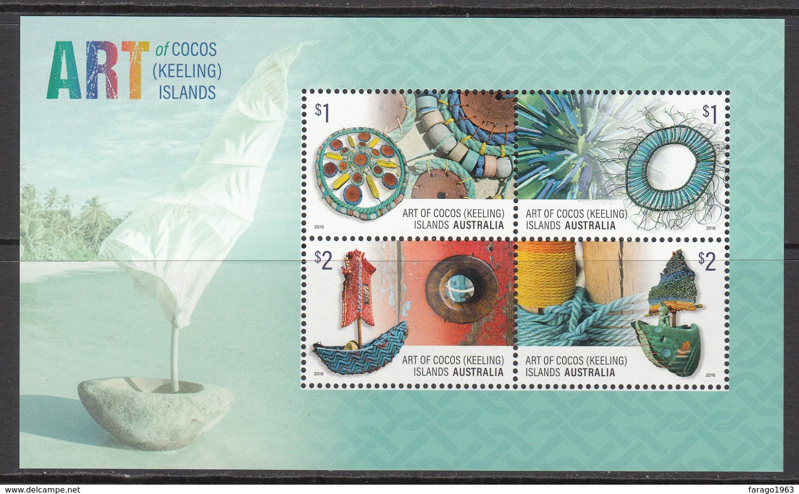 2016 Cocos Islands Art Souvenir Sheet MNH @  Face Value - Cocos (Keeling) Islands