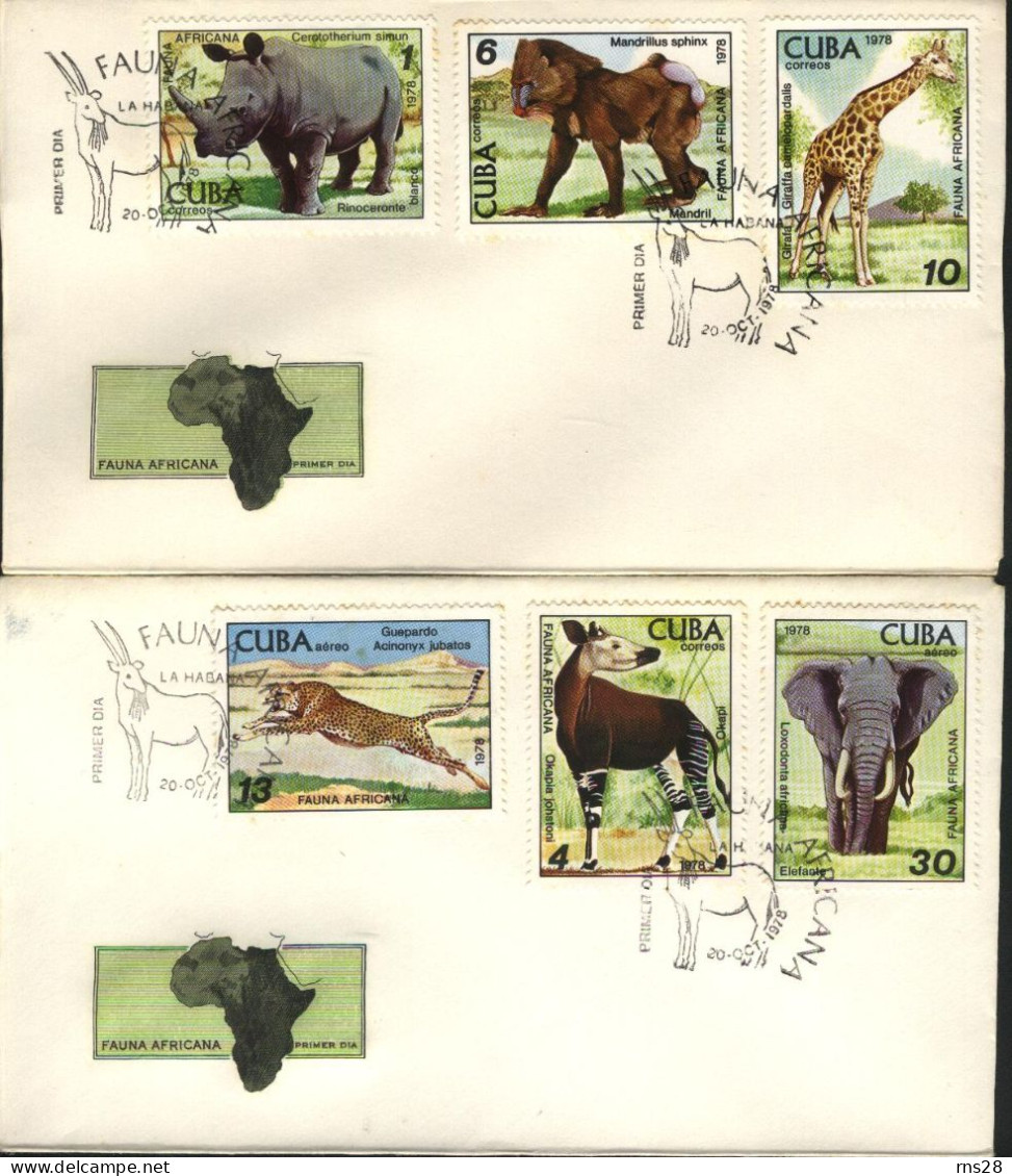 CUBA FDC Scott 2215-18,C307-08 Zoo Animals - FDC