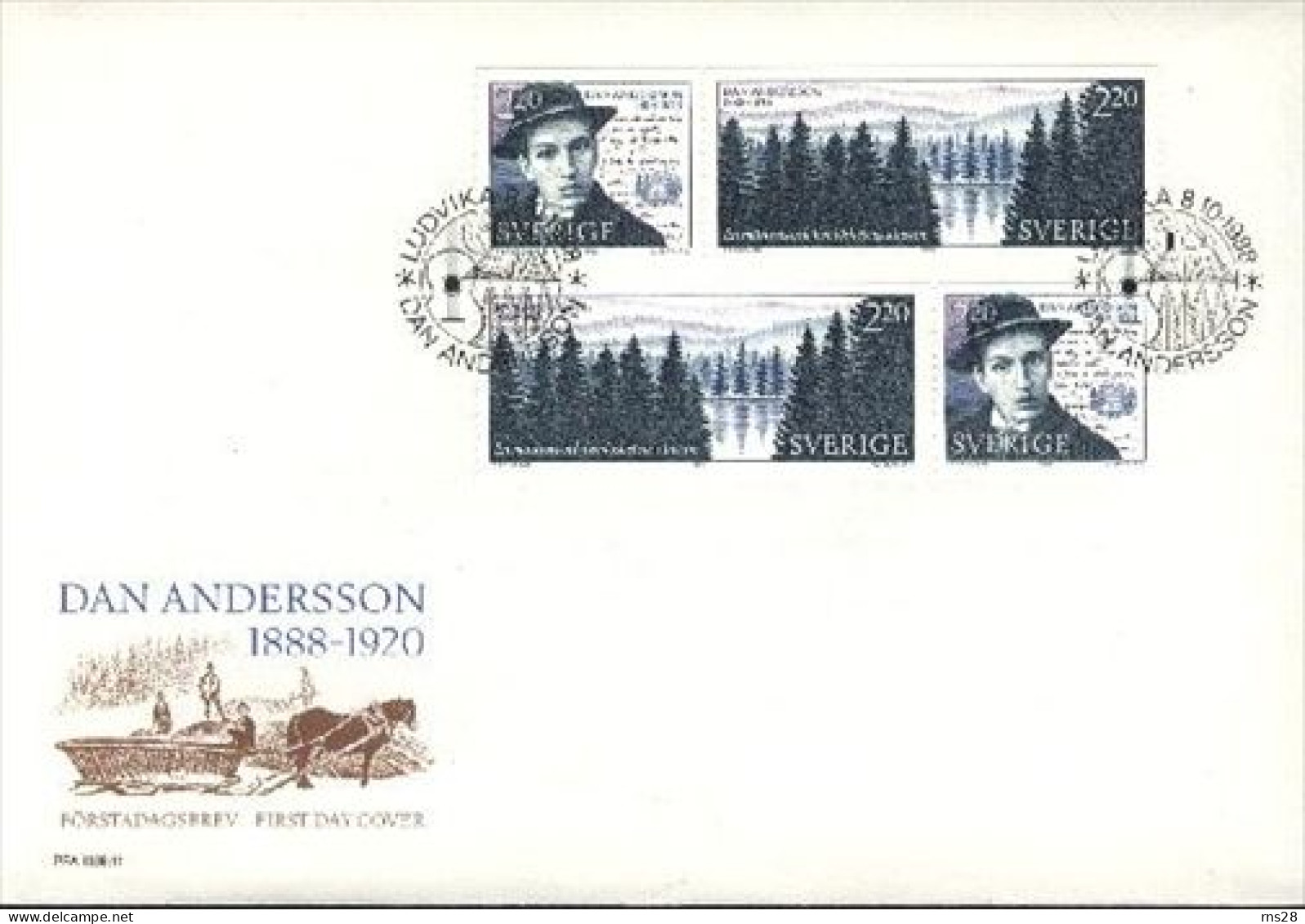 Sweden  Scott  1705a  FDC  Dan Andersson - Lettres & Documents