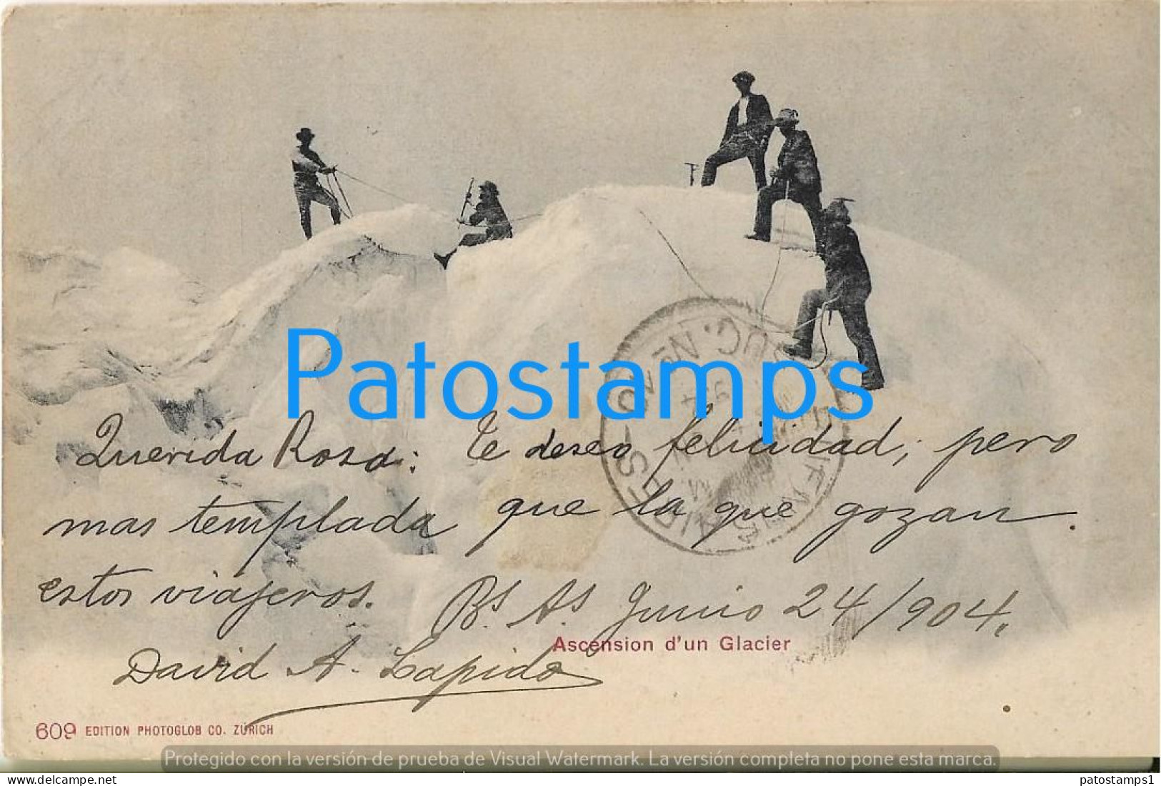 215114 SWITZERLAND SPORTS CLIMBING A GLACIER CIRCULATED TO ARGENTINA POSTCARD - Port