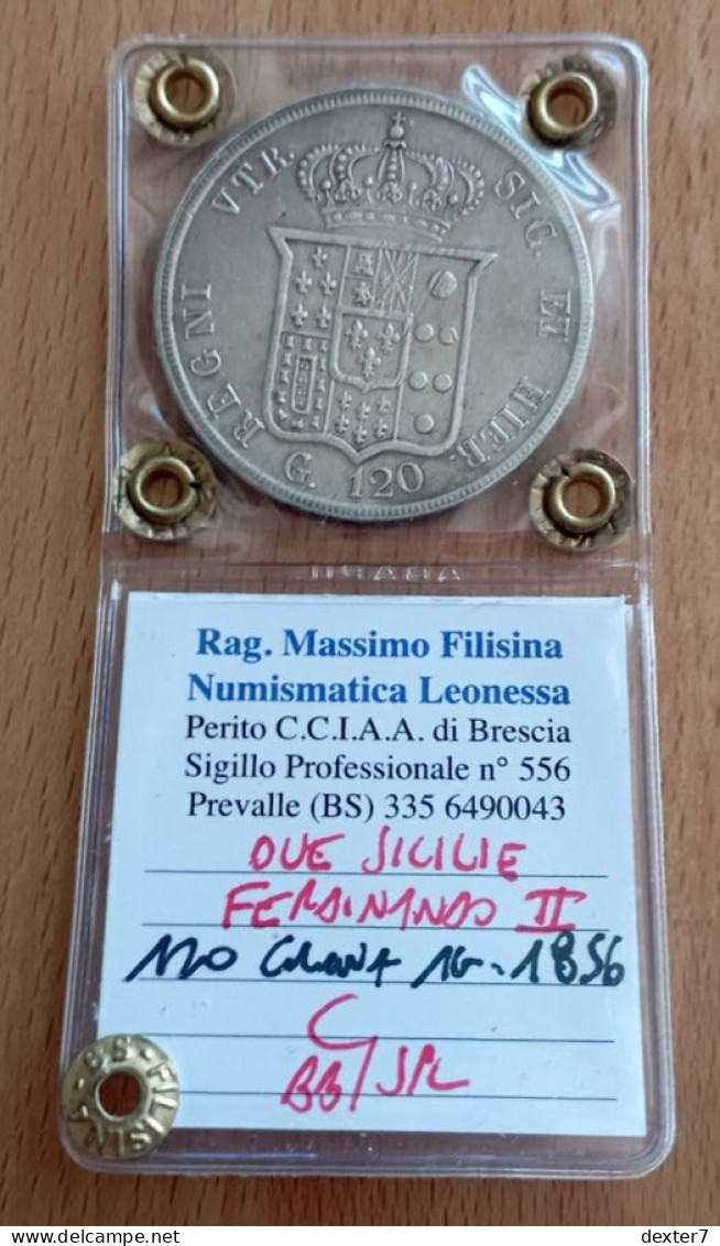 Italy 120 Grana 1856 Regno Delle Due Sicilie BB/SPL Silver Ecu Filisina - Two Sicilia