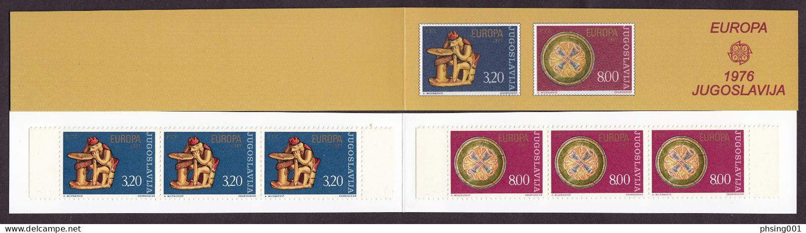 Yugoslavia 1976 Europa CEPT Art Ceramic Handcrafts, Booklet With 3 Sets In Strip MNH - 1976