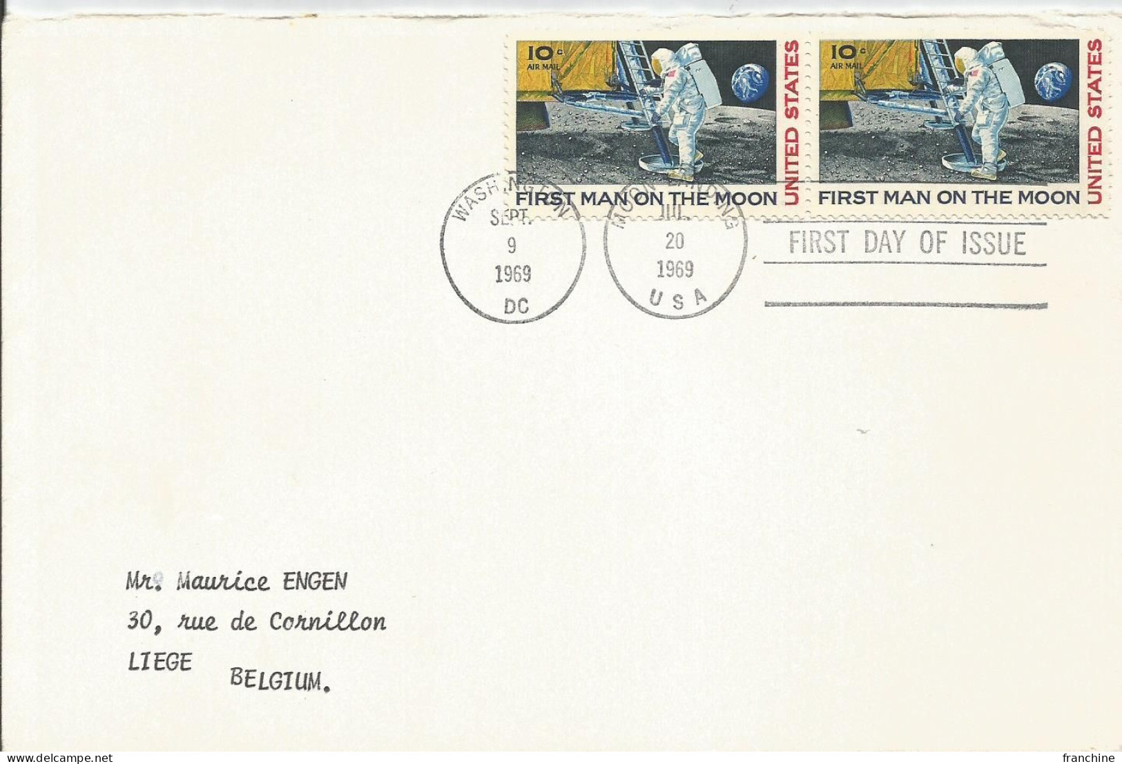 FDC - MOON LANDING - JUL 20 1969 - ATTENTION POUR ENVOI : FORMAT > NORMAL - 1961-1970