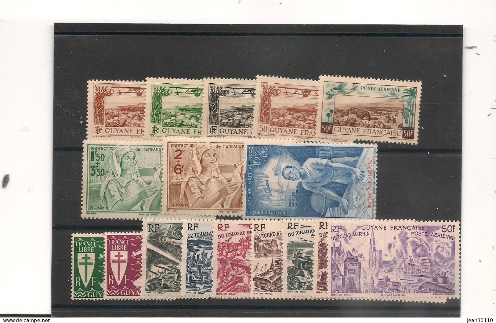 GUYANE ANNÉES 1933/46 P.A. N° 11-12-15-20/24-26/34 LOT DE TIMBRES OBLITÉRÉS ET (*) - Used Stamps