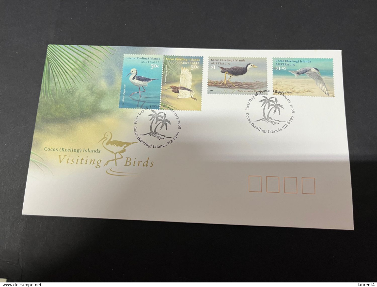 5-10-2023 (3 U 24B) AUSTRALIA FDC Cocos Keeling Islands - Visiting Birds (2008) - Cocos (Keeling) Islands