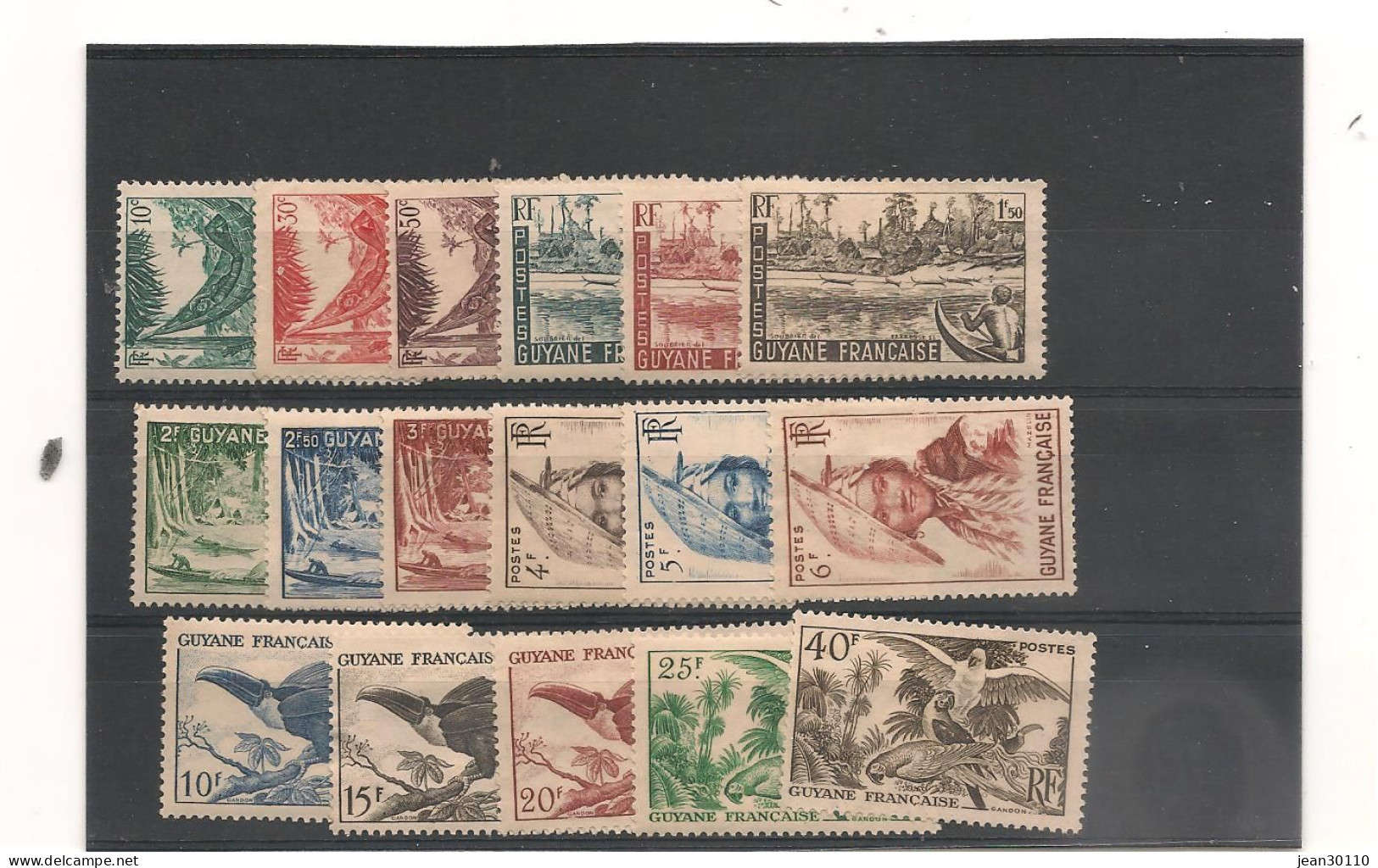 GUYANE ANNÉE 1947 N° 201/217* Et (**) Côte : 53 € - Oblitérés