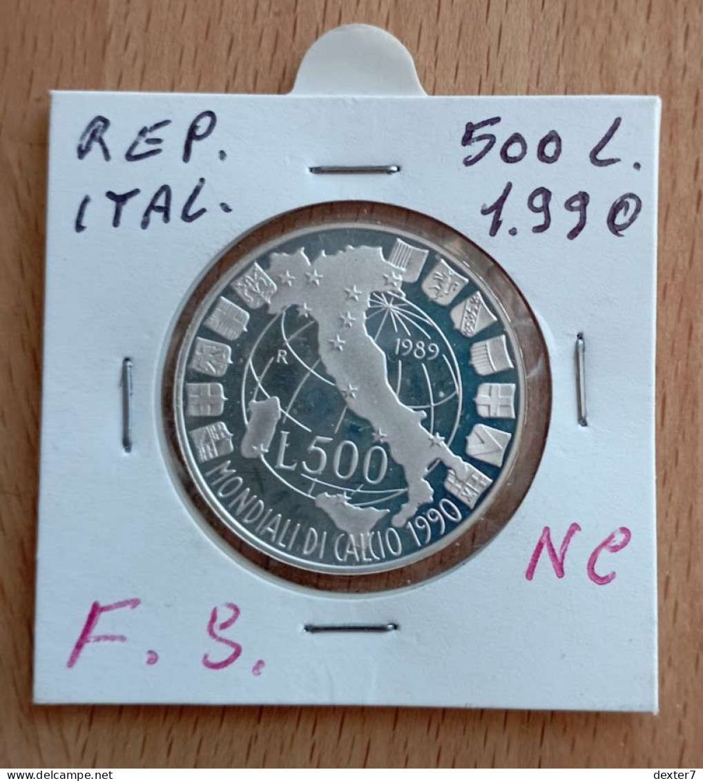 1989 Mondali Di Calcio 500 Lire UNC PROOF  - 0,30 Oz Of Pure Silver - 500 Lire