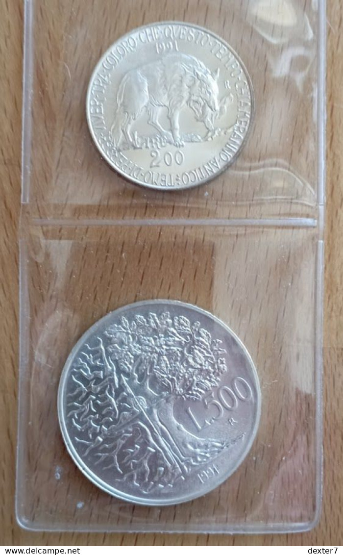 1991 Flora E Fauna 200+500 Lire UNC - 0,64 Oz Of Pure Silver - 500 Liras