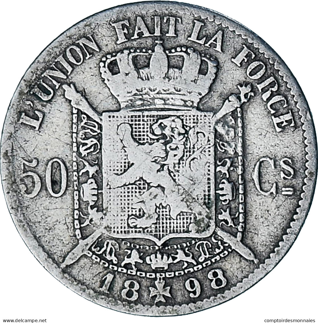 Monnaie, Belgique, Leopold II, 50 Centimes, 1898, TB, Argent, KM:26 - 50 Cent