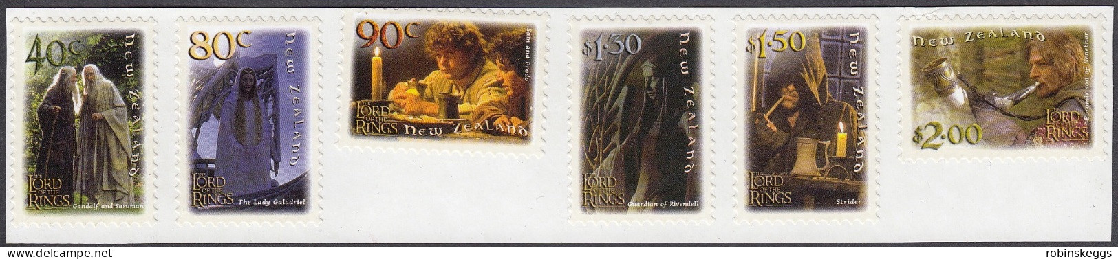 NEW ZEALAND 2001 Lord Of The Rings: The Fellowship Of The Ring, Set Of 6 Self-adhesives MNH - Vignettes De Fantaisie