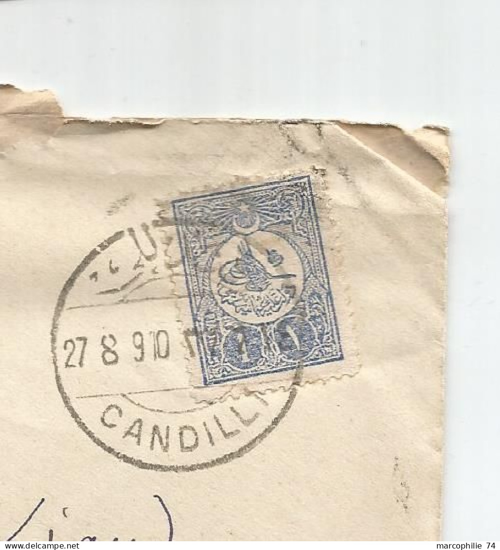 TURKEY TURQUIE 1 PARAS LETTRE COVER CANDILLY 1910 TO FRANCE - 1837-1914 Smyrne