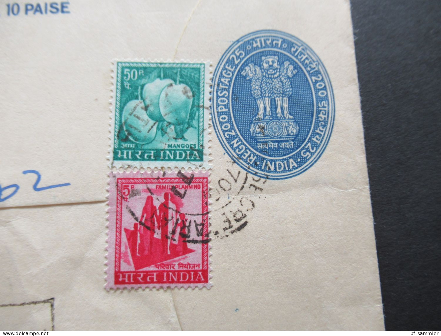 Asien Indien 1977 Registered Letter / GA Umschlag Mit ZuF Ank. Stempel Secretariat Patiala - Cartas & Documentos