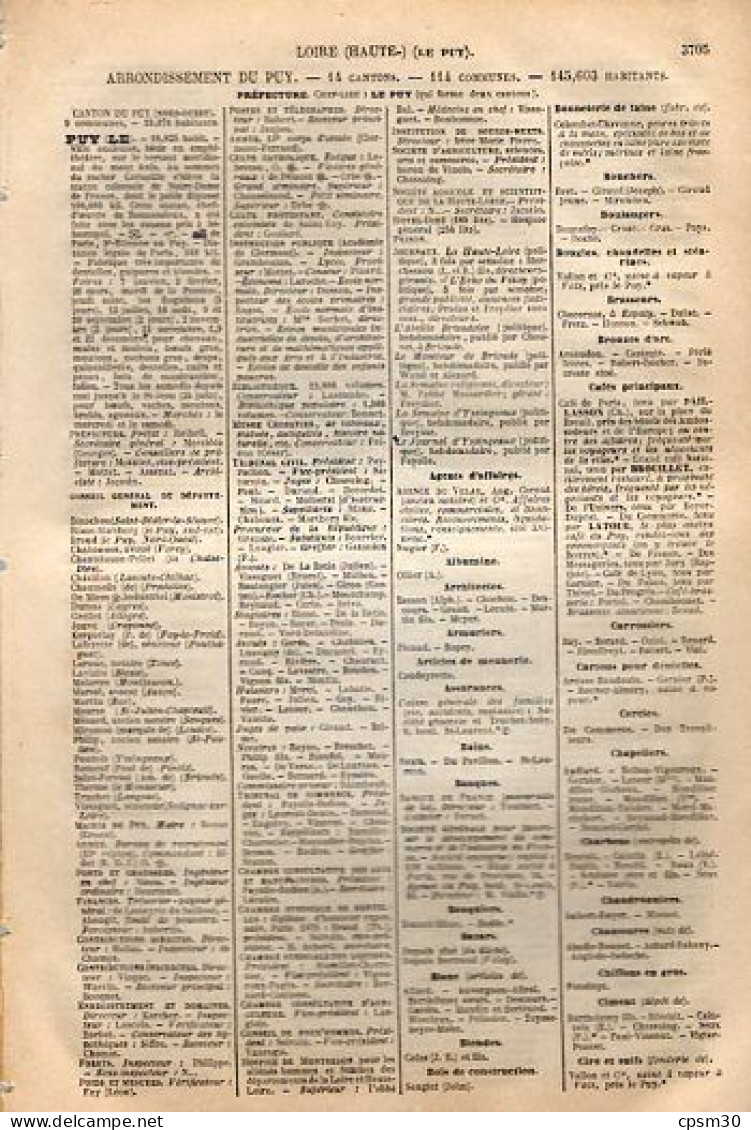 ANNUAIRE - 43 - Département Haute Loire - Année 1886 - Annuaire Officiel Des Postes - 12 Pages - Telephone Directories