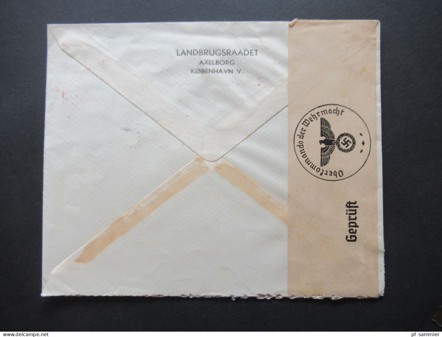 Dänemark 1940 OKW Zensur Geprüft Freistempel Landbrugsraadet Axelborg Kobenhavn + Marke Nach Hamburg - Covers & Documents