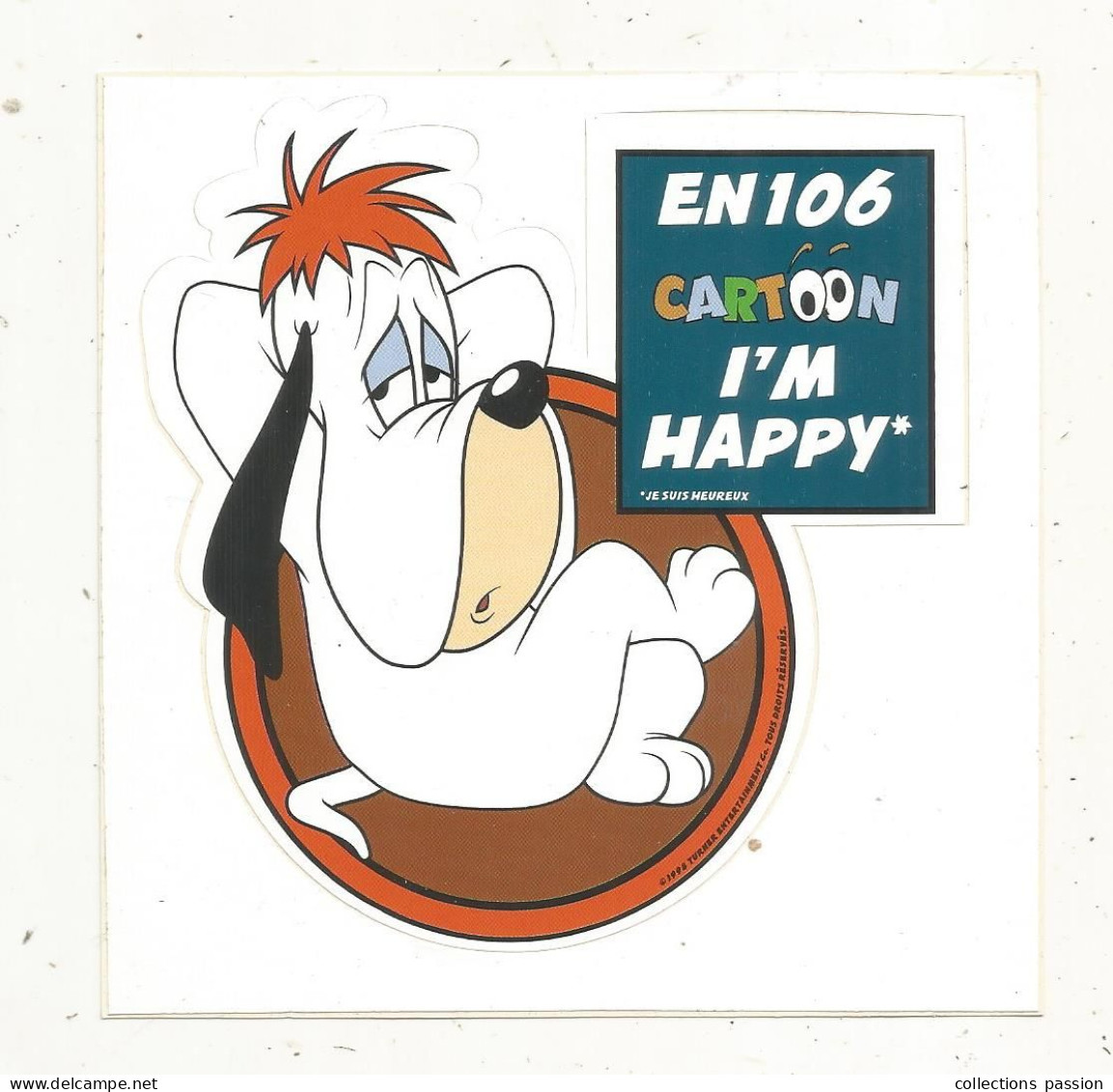 Autocollant, En 106 Cartoon I'm Happy, 1998, Turner Entertainment Co, 120 X 120 Mm - Aufkleber