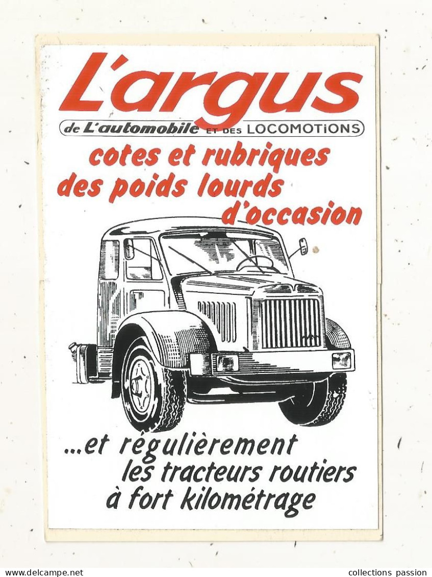 Autocollant, L'ARGUS De L'automobile Et Des Locomations, Camion, 120 X 80 Mm - Stickers