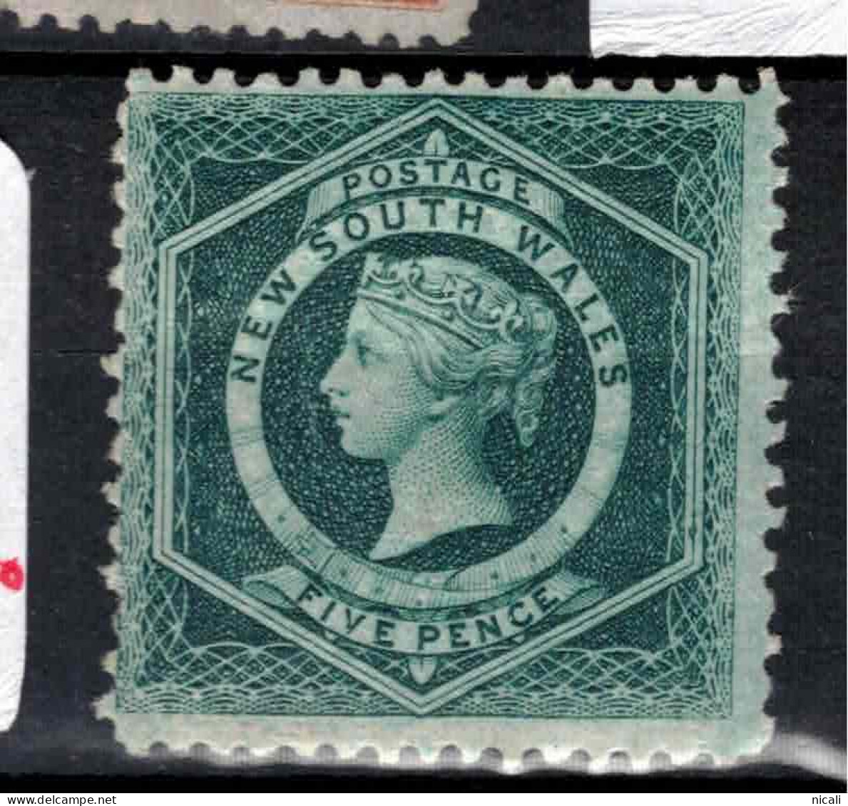 NSW 1882 5d Bluish Green P12 SG 215a LHM #CEP13 - Mint Stamps