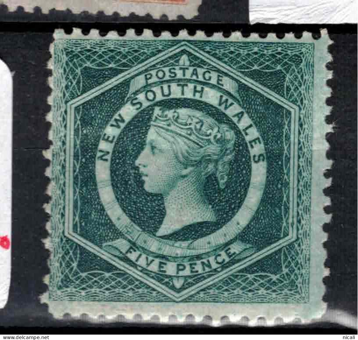 NSW 1882 5d Bluish Green P12 SG 215a LHM #CEP13 - Neufs