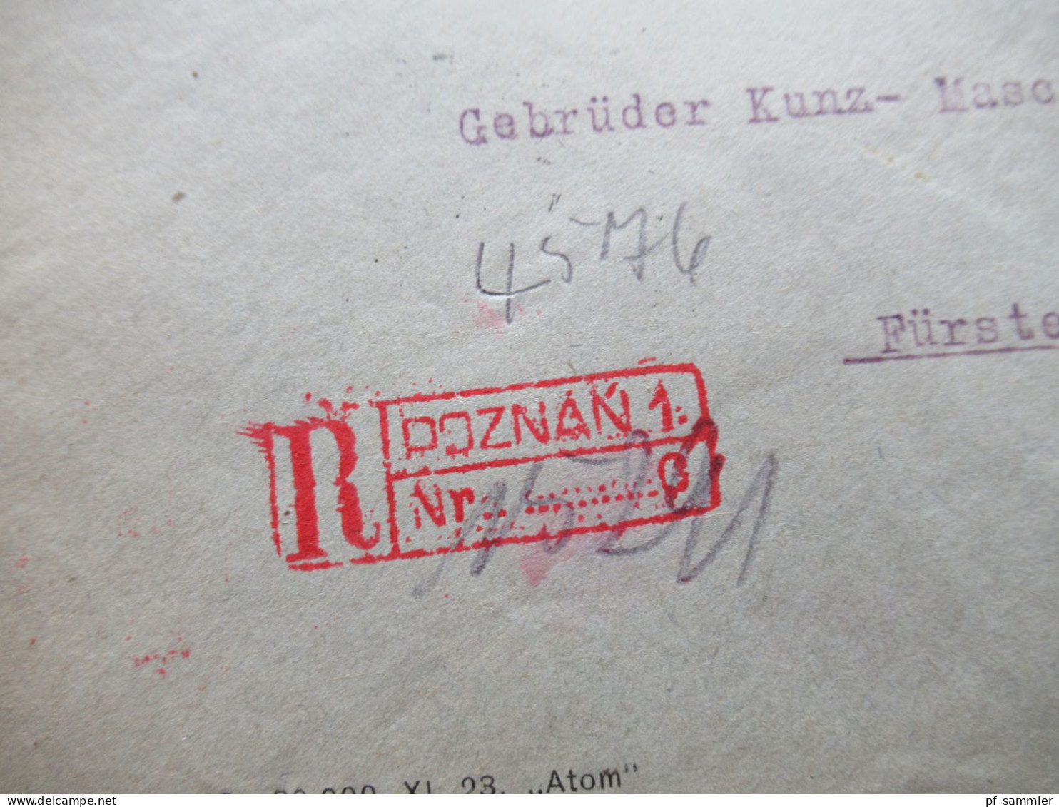 Polen 1926 Umschlag Bank Zwiazku Spolek Zarobkowyach Poznan / Posen Einschreiben Gest. R-Zettel Poznan 1. - Briefe U. Dokumente