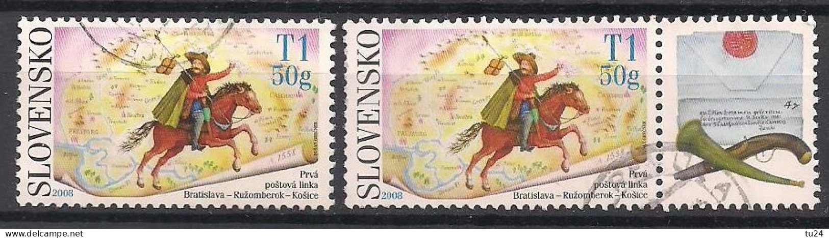 Slowakei  (2008)  Mi.Nr.  595 + 595 Zierf.  Gest. / Used  (5bc01) - Used Stamps