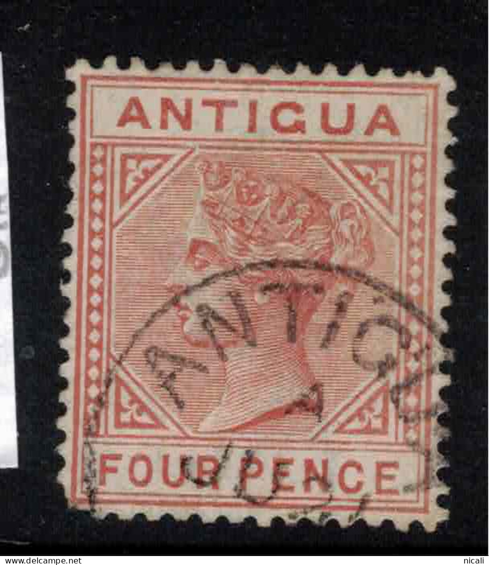 ANTIGUA 1884 4d Chestnut Triangle Detached QV SG 28a U #CEH6 - 1858-1960 Crown Colony