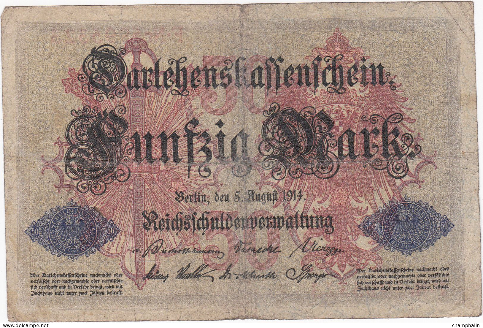 Allemagne - Billet De 50 Mark - 5 Août 1914 - P49a - 50 Mark