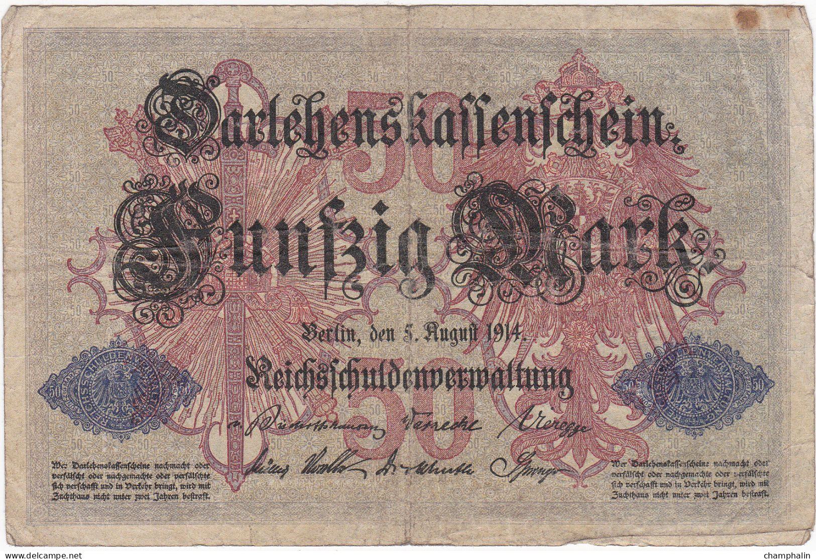 Allemagne - Billet De 50 Mark - 5 Août 1914 - P49b - 50 Mark