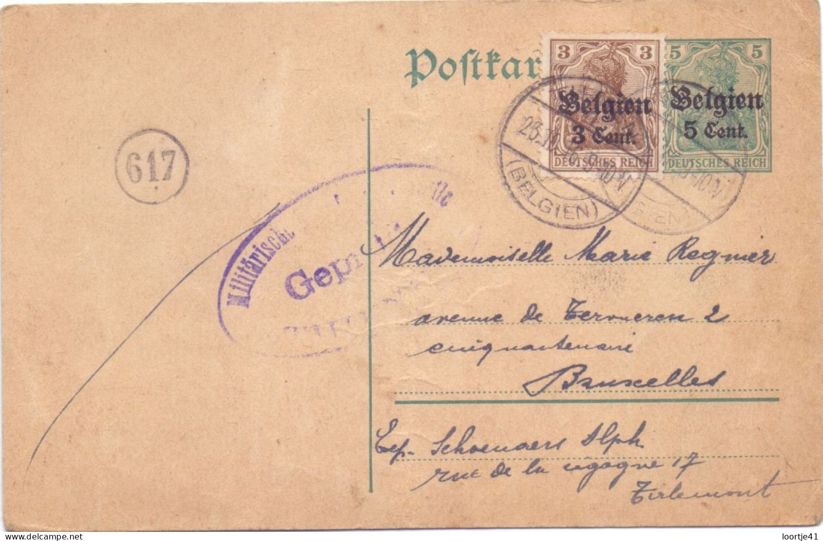 Briefkaart Carte Postale Postkarte Duitse Bezetting - Tirlemont Tienen à Bruxelles - 1916 - Duitse Bezetting