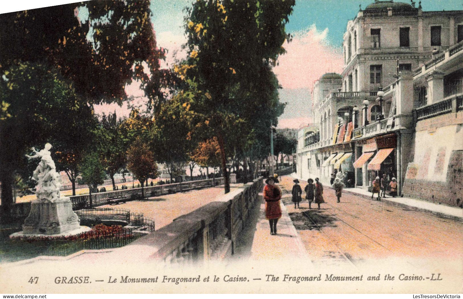 FRANCE - Grasse - Le Monument Fragonard Et Le Casino - Colorisé - Carte Postale Ancienne - Grasse