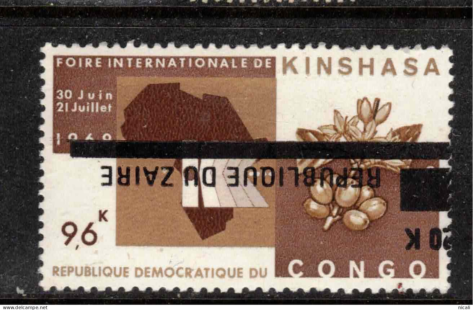 ZAIRE 1977 20K On 9.6K OVERPRINT INVERTED SG 899 UNHM #AVH0 - Unused Stamps