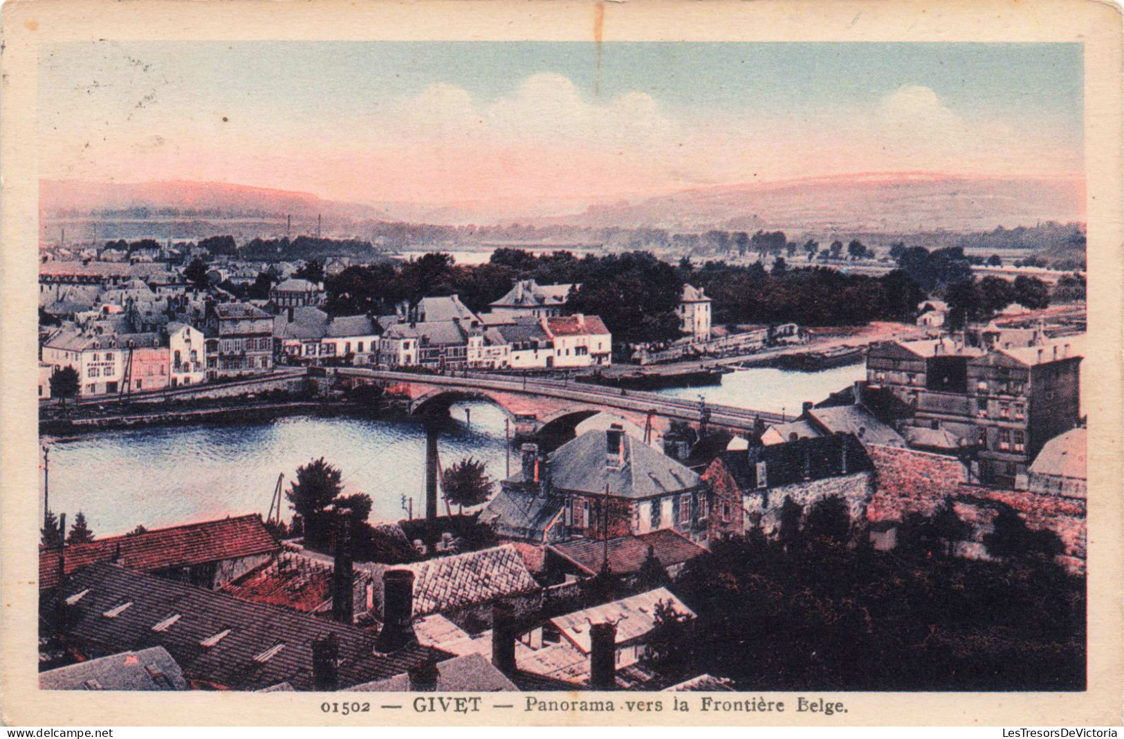 FRANCE - Givet - Panorama Vers La Frontière Belge  - Colorisé - Carte Postale Ancienne - Givet