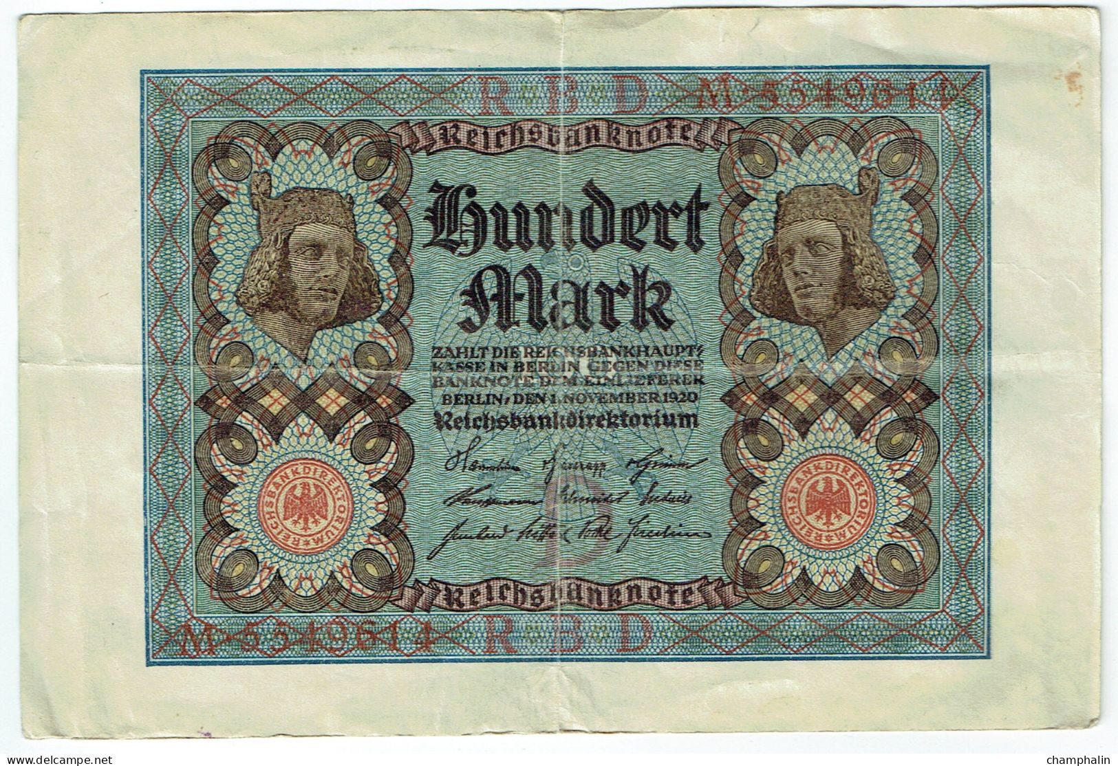 Allemagne - Billet De 100 Mark - 1er Novembre 1920 - P69a - 100 Mark