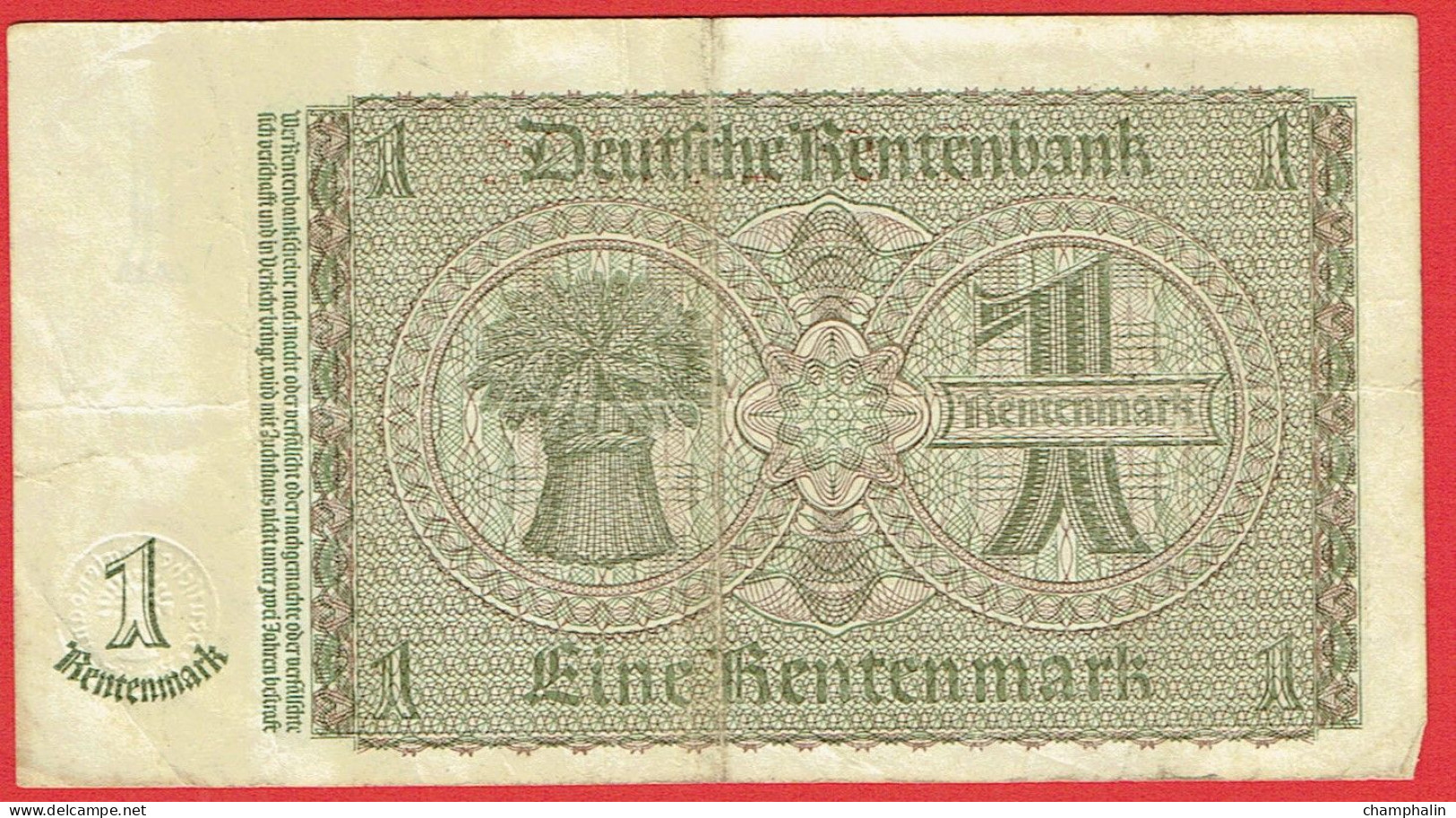 Allemagne - Billet De 1 Rentenmark - 10 Janvier 1937 - P173b - 1 Rentenmark