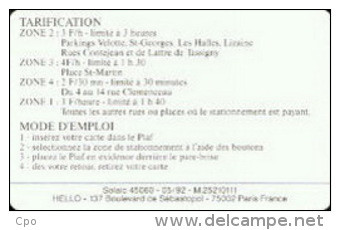 # PIAF FR.MOD3 - MONTBELIARD Logo De La Ville 100u Iso 1000 Mai-92 25210111 - Tres Bon Etat - - PIAF Parking Cards