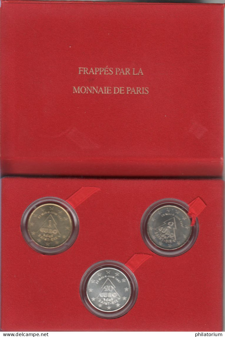 France  SAINT DIE 1 Euro + 2 Euro + 20 Euro Argent Des Villes 1997 - Euros Des Villes