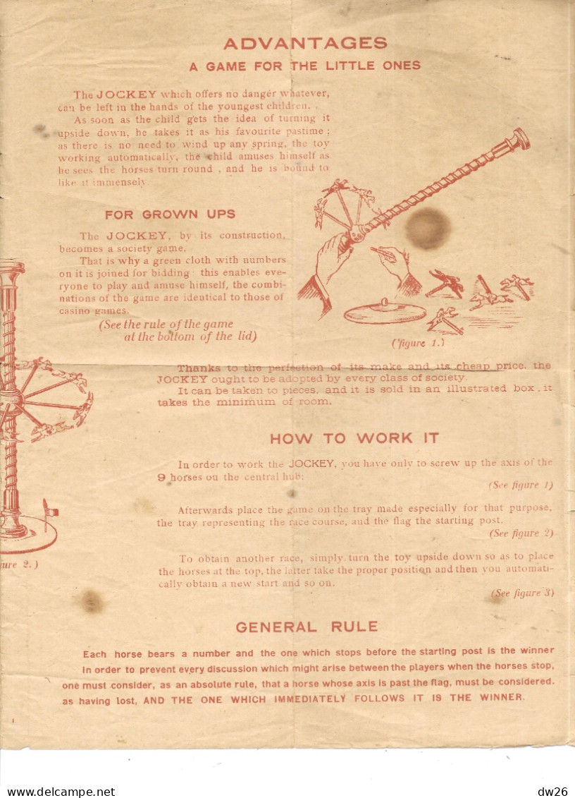 Une Invention Française Extraordinaire: Le Jockey, Jeu De Courses Serpentines - Règles Générales Horse Races - Jouets Anciens