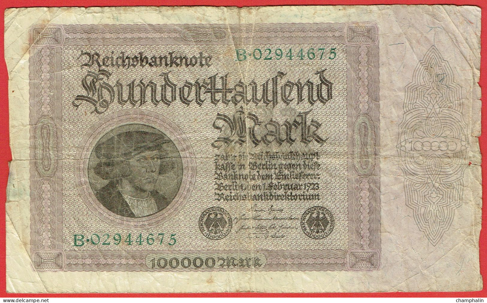 Allemagne - Billet De 100000 Mark - 1er Février 1923 - P83a - 100000 Mark