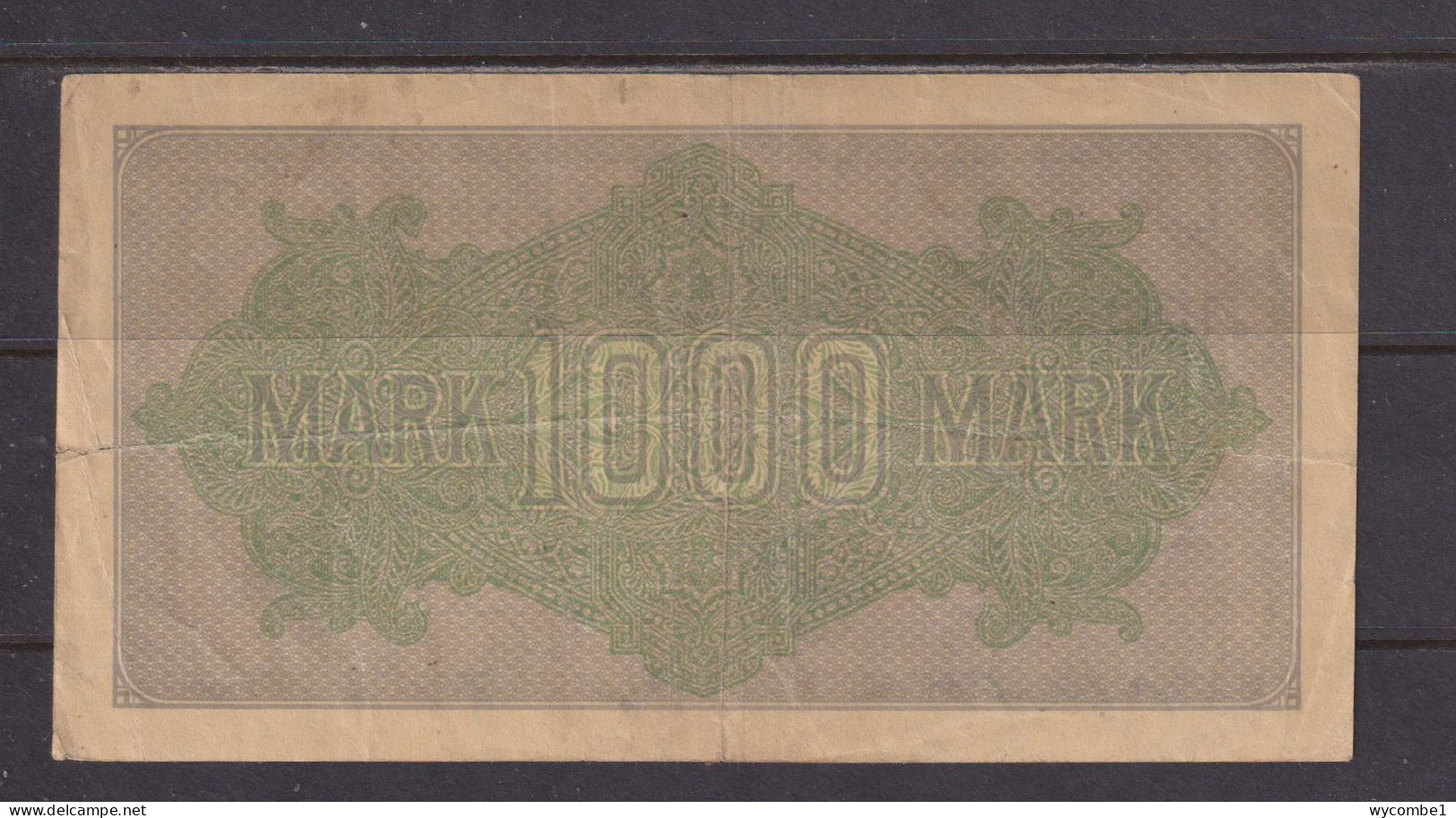 GERMANY - 1922 1000 Mark Circulated Banknote As Scans - 1000 Mark