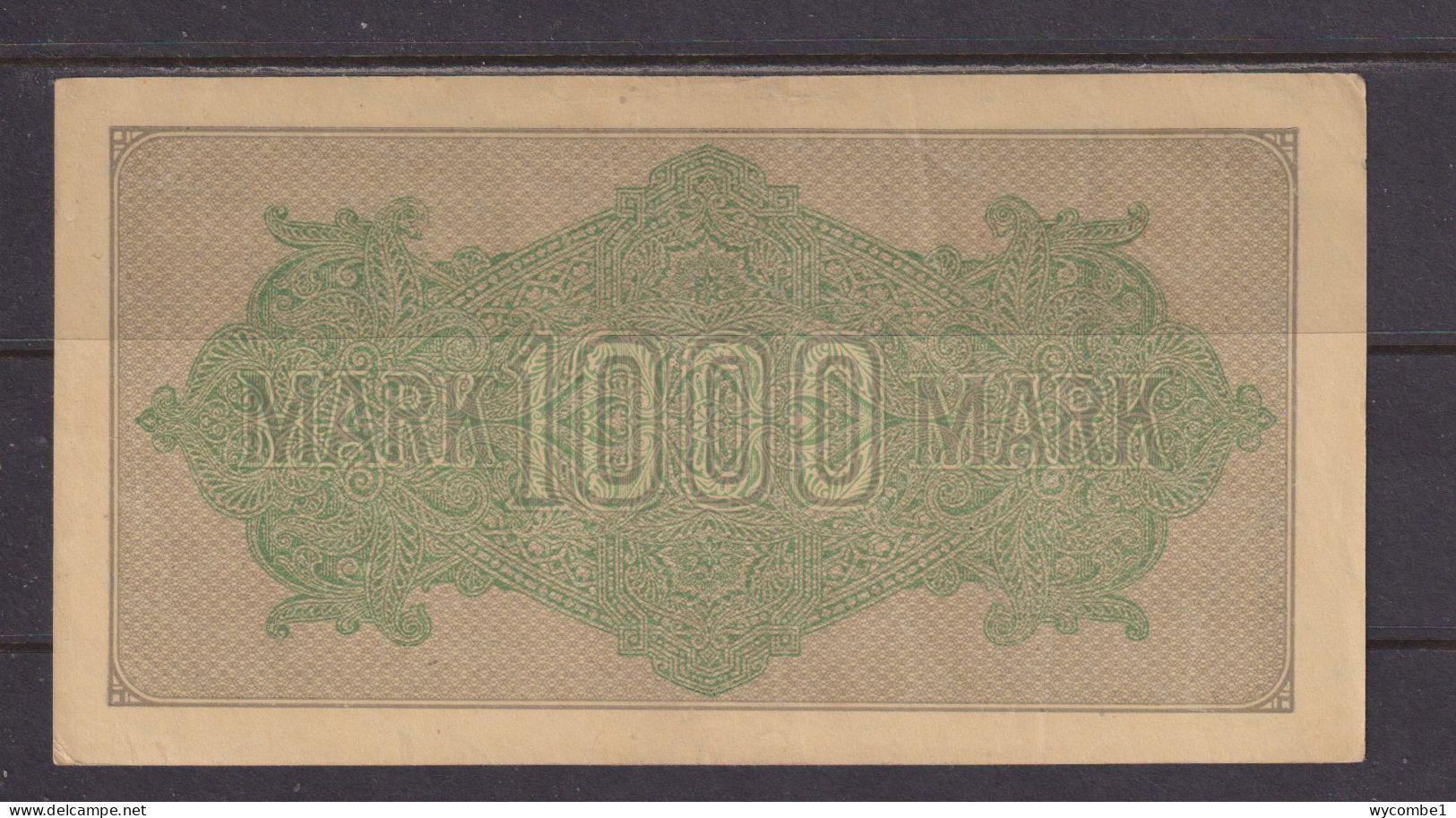 GERMANY - 1922 1000 Mark Circulated Banknote As Scans - 1.000 Mark