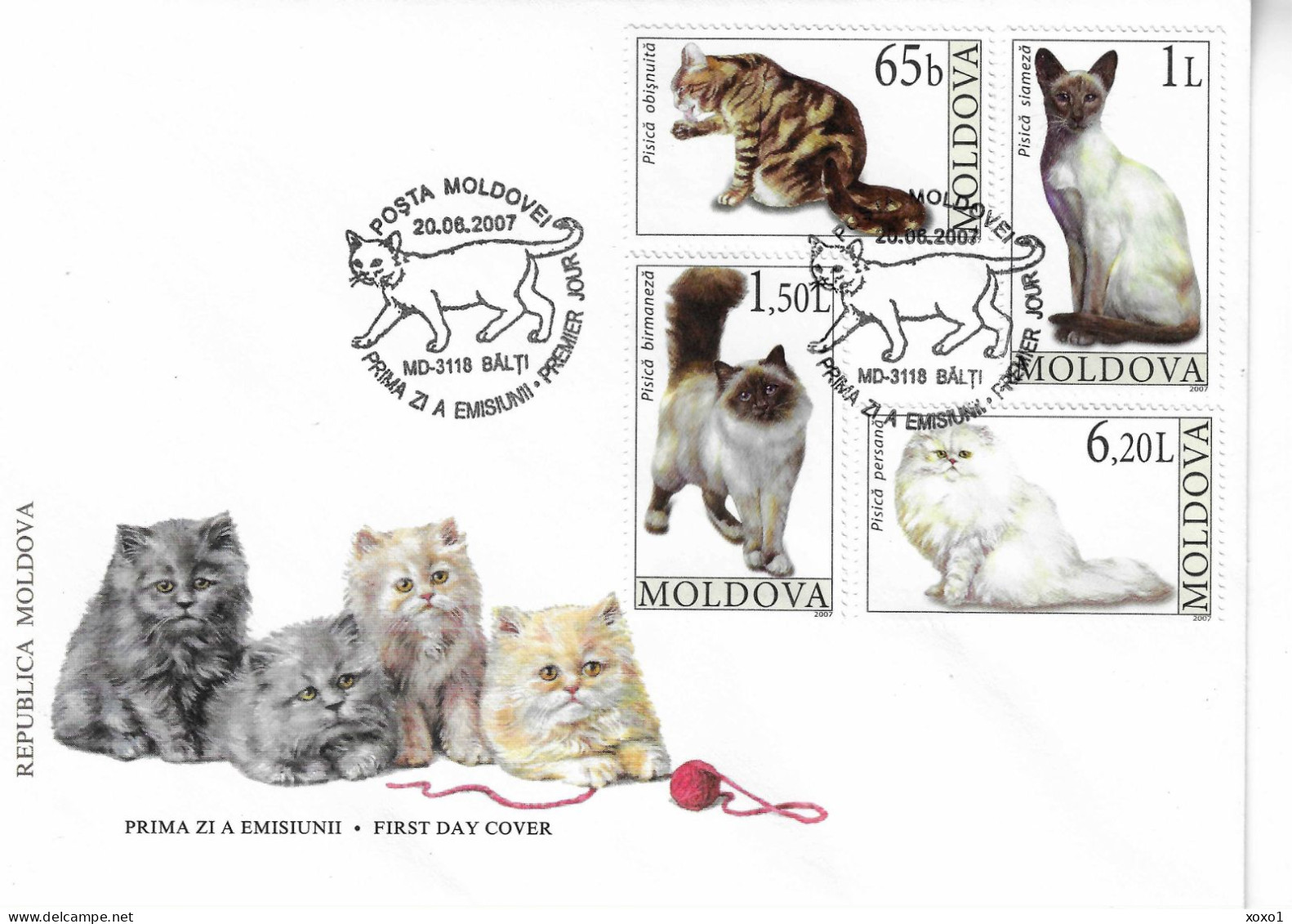 Moldova 2007 MiNr. 586 - 589 Moldawien Katzenrassen Domestic Cats PETS 4v  FDC  8,00 € - Chats Domestiques