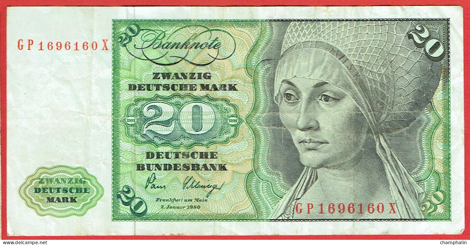 Allemagne - Billet De 20 Deutsche Mark - Elsbeth Tucher - 2 Janvier 1980 - P32d - 20 Deutsche Mark