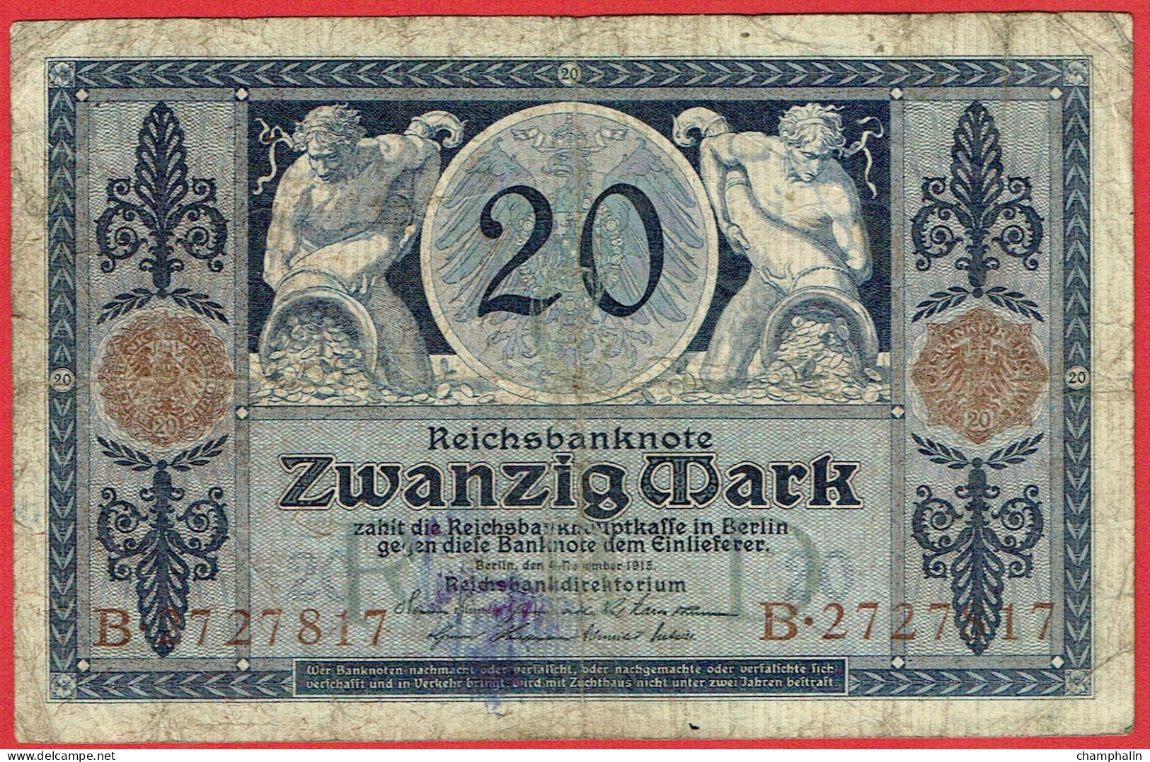 Allemagne - Billet De 20 Mark - 4 Novembre 1915 - P63 - 20 Mark