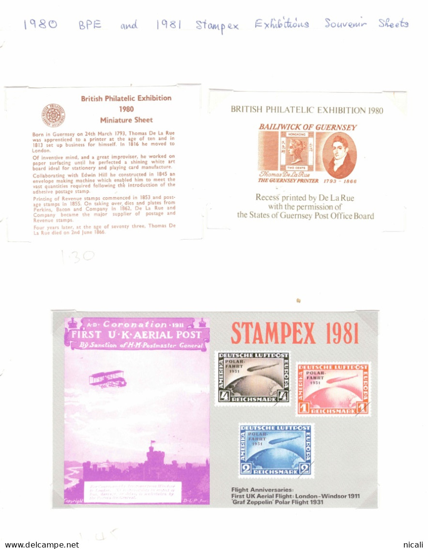 GB 1980-1 Exhibition Souvenir Sheets UNHM DOL12 - Variedades, Errores & Curiosidades