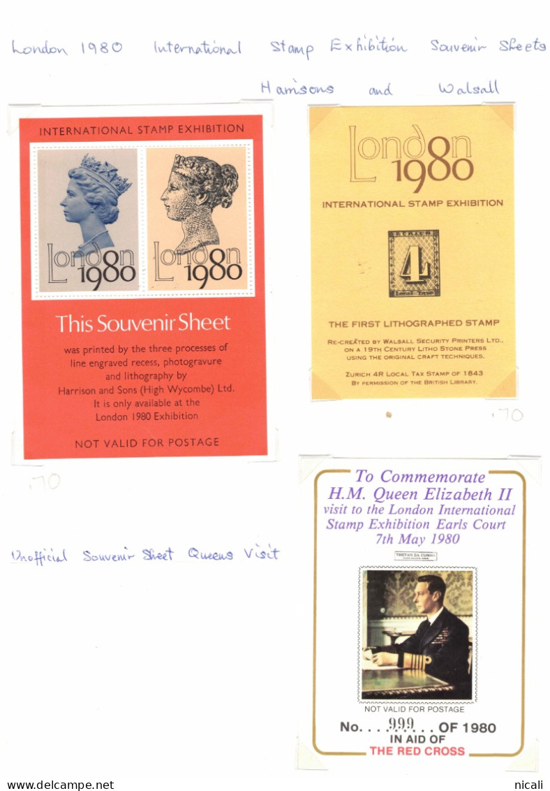 GB 1980 International Exhibition Souvenir Sheets UNHM DOL01 - Variétés, Erreurs & Curiosités