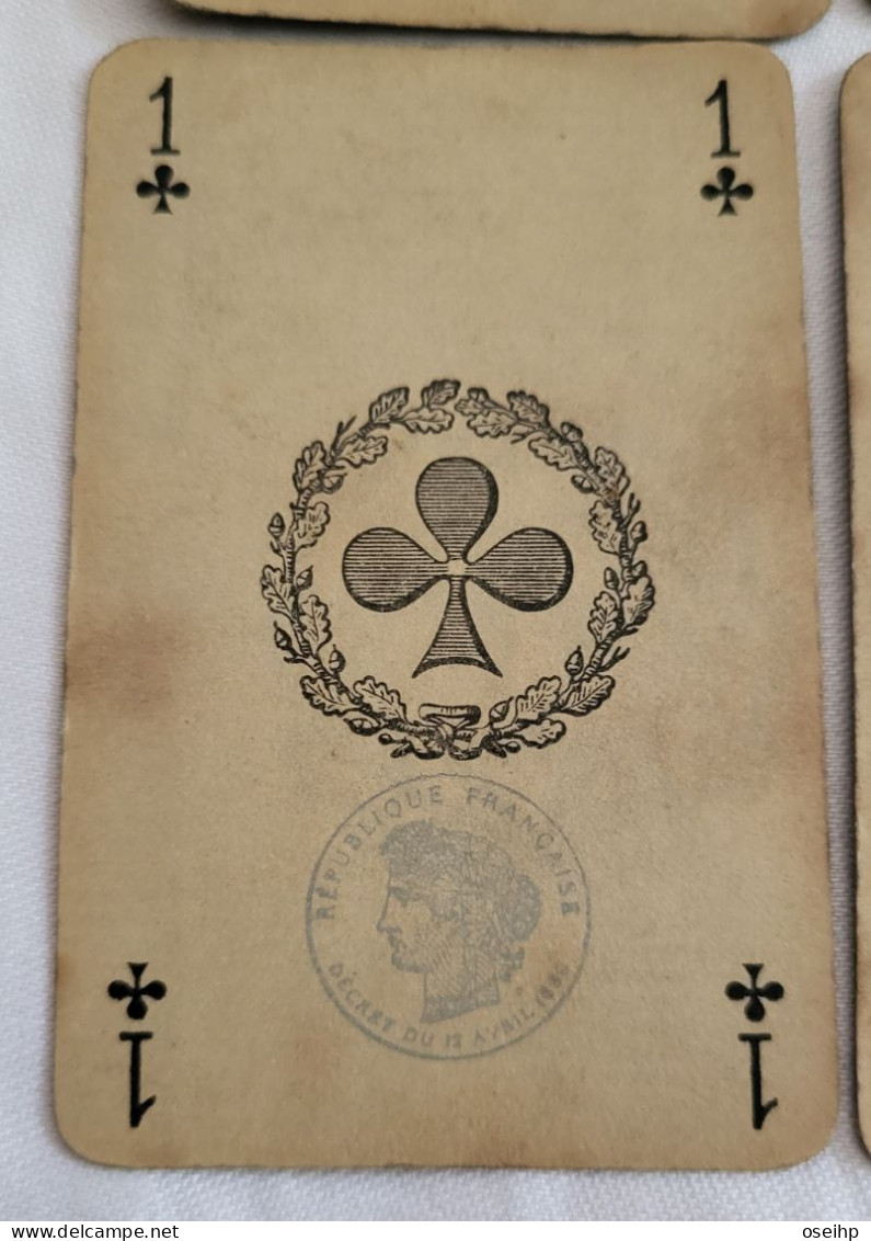 Ancien Jeu de 52 Cartes à Jouer  Incomplet Decret Avril 1890