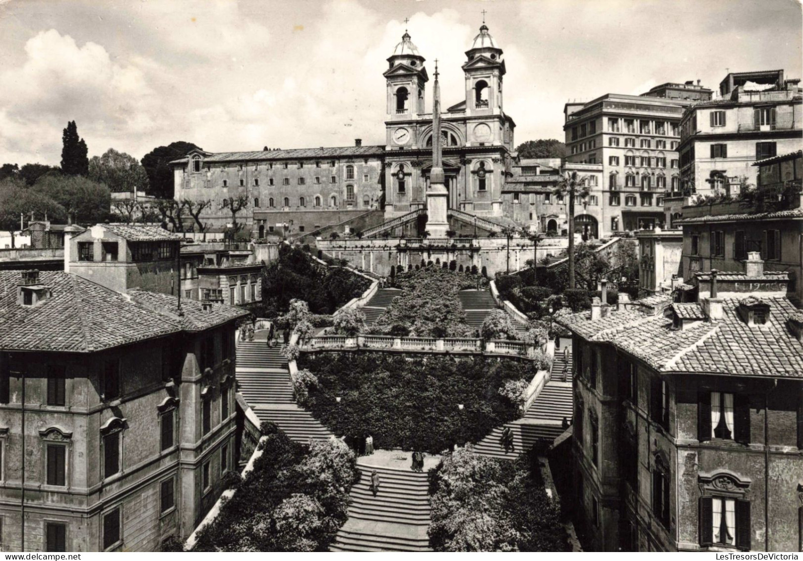 ITALIE - Rome - Place D'Espagne Et Trinità Dei Monti - Carte Postale Ancienne - Lugares Y Plazas