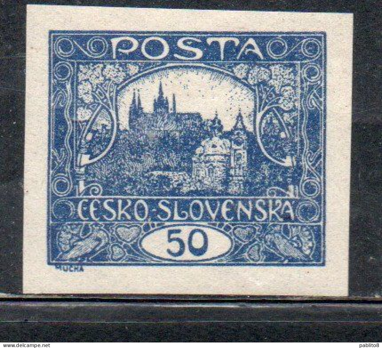 CZECH REPUBLIC REPUBBLICA CECA CZECHOSLOVAKIA CESKA CECOSLOVACCHIA 1919 HRADCANY AT PRAGUE 50h MH - Unused Stamps