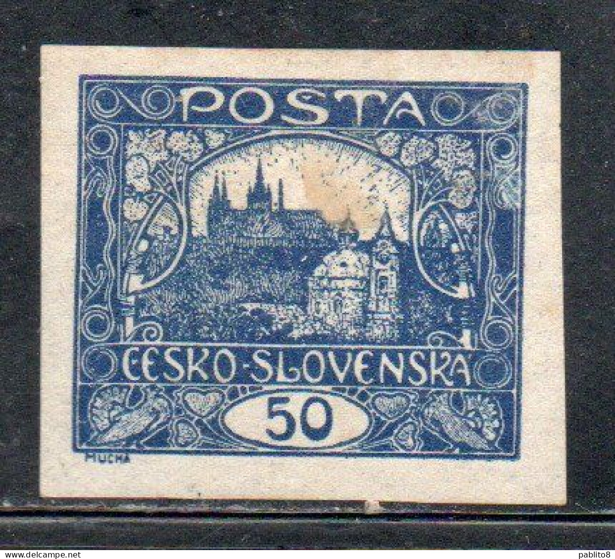 CZECH REPUBLIC REPUBBLICA CECA CZECHOSLOVAKIA CESKA CECOSLOVACCHIA 1919 HRADCANY AT PRAGUE 50h MH - Unused Stamps